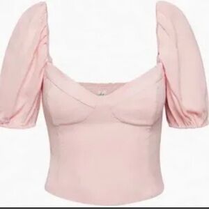 Aritzia Wilfred Light Pink Puff Sleeve Top
